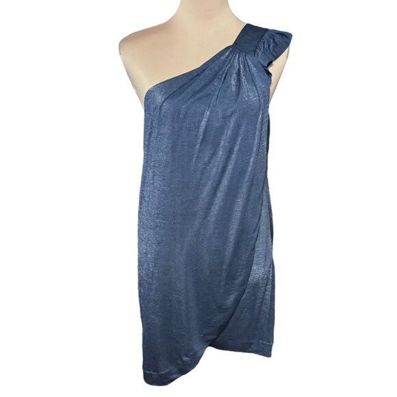 NWT Marc by Marc Jacobs Asymmetric Mini Dress Sz M Shimmer Blue Event Party - Picture 16 of 16